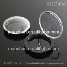 Clear lid see through compact case round plastic makeup packaging